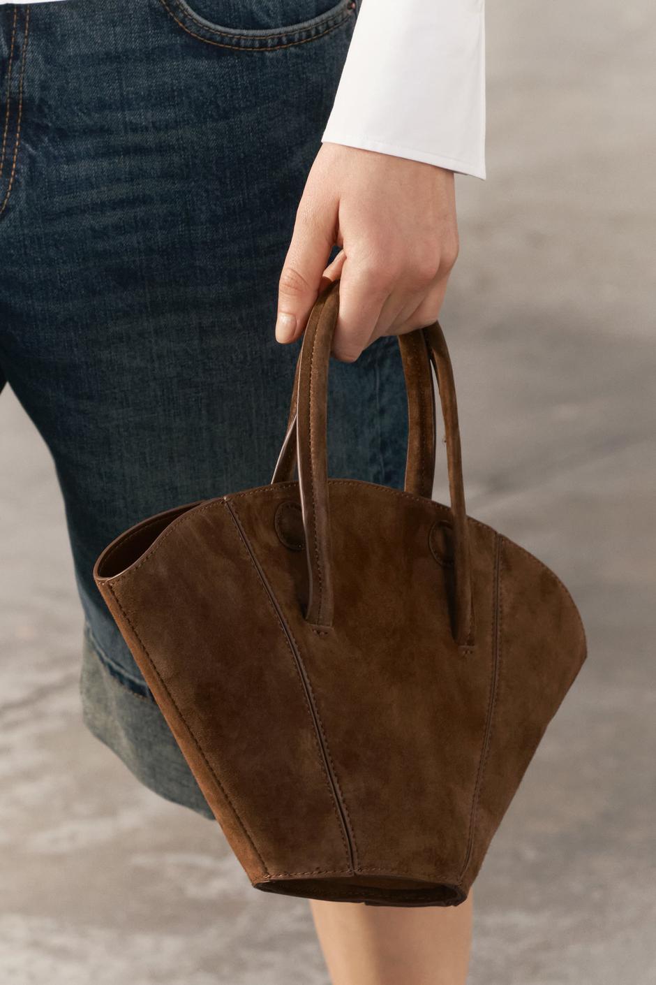 Foto: Zara, smeđa torba od brušene kože | Autor: zara