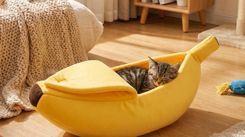 Ne mo&zcaron;emo odoljeti ovom smije&scaron;nom krevetu za ma&ccaron;ke u obliku banane. Evo gdje ga kupujemo
