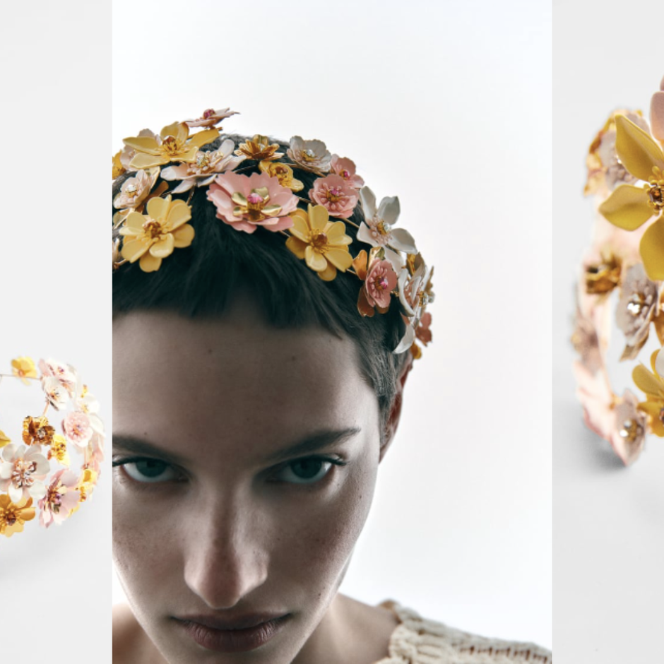  | Autor: Zara traka za kosu s cvjetnim uzorkom i svjetlucavim motivima, 199,90 Kn
