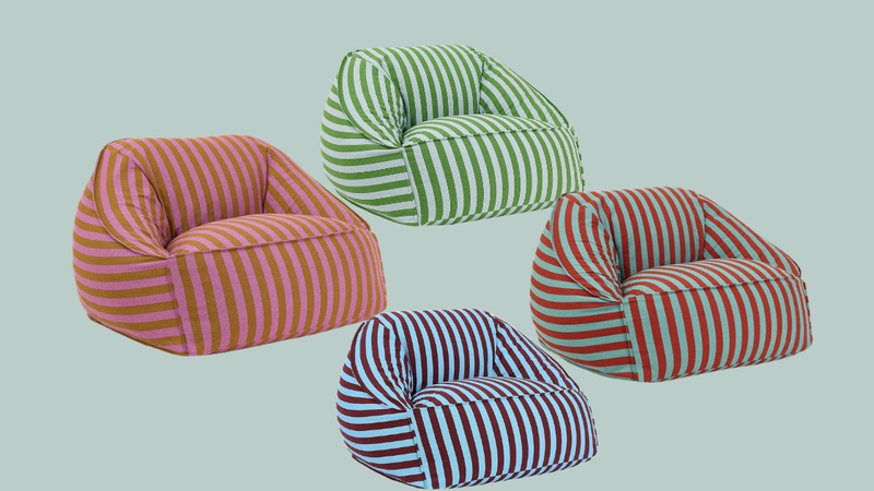 Ova precool vre&cacute;a fotelja dolazi u 4 kombinacije prugica veselih boja i dobro se uklapa u razli&ccaron;ite prostore