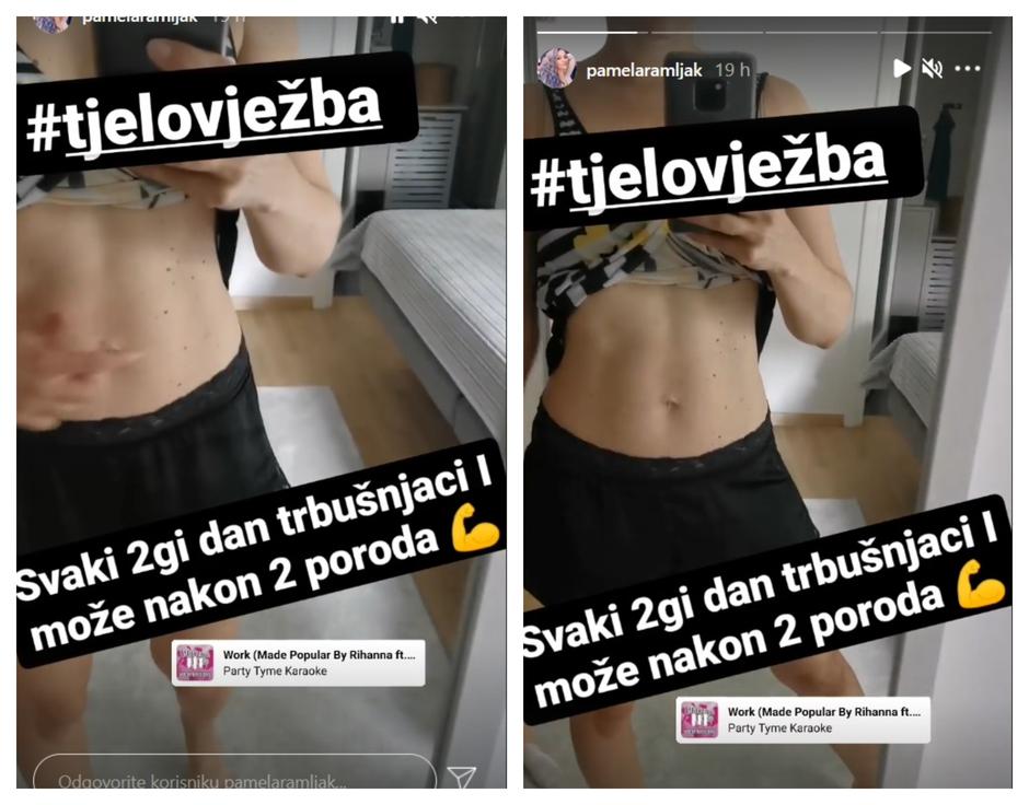 Pamela Ramljak pokazala trbušnjake | Autor: Instagram@lejla.fili