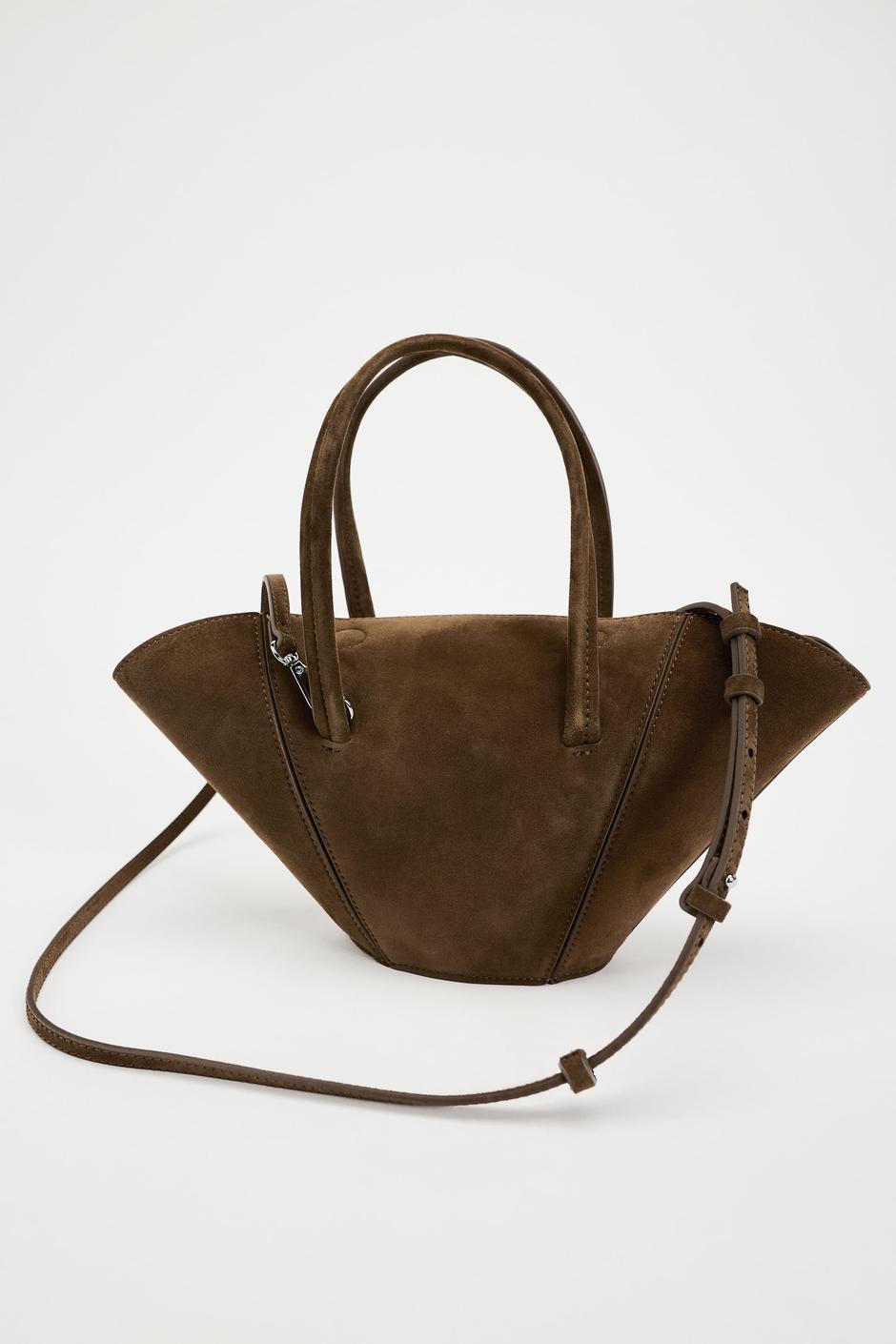 Foto: Zara, smeđa torba od brušene kože | Autor: zara
